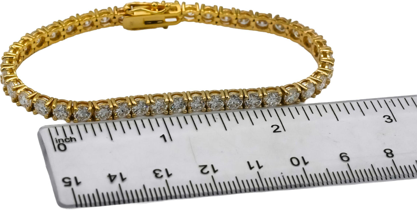 14k Yellow Gold VS Round Lab-Grown Diamond Tennis Bracelet 9.75CT
