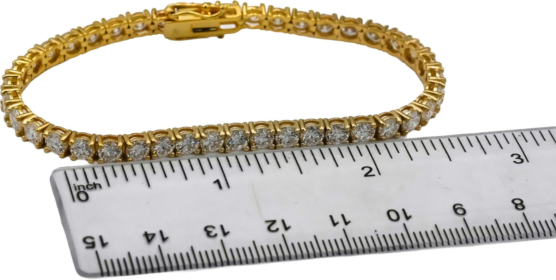 14k Yellow Gold VS Round Lab-Grown Diamond Tennis Bracelet 9.75CT