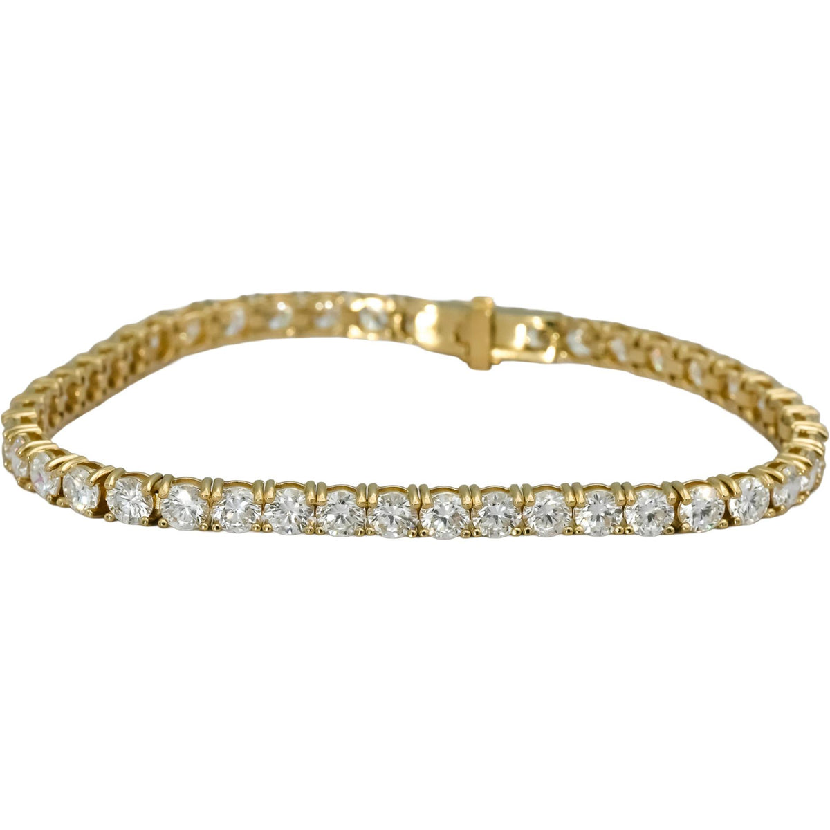 14k Yellow Gold VS Round Lab-Grown Diamond Tennis Bracelet 10.40CT