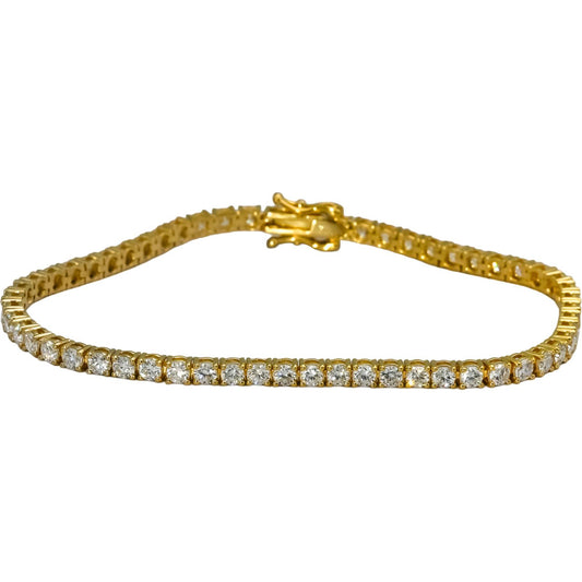 14k Yellow Gold VS Round Lab-Grown Diamond Tennis Bracelet 4.40CT