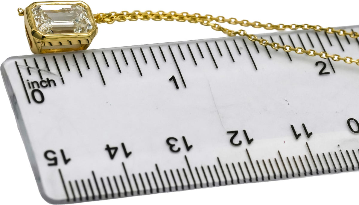IGI 14k Yellow Gold VS1/G Emerald Cut Lab-Grown Diamond Pendant Necklace 2.60CT