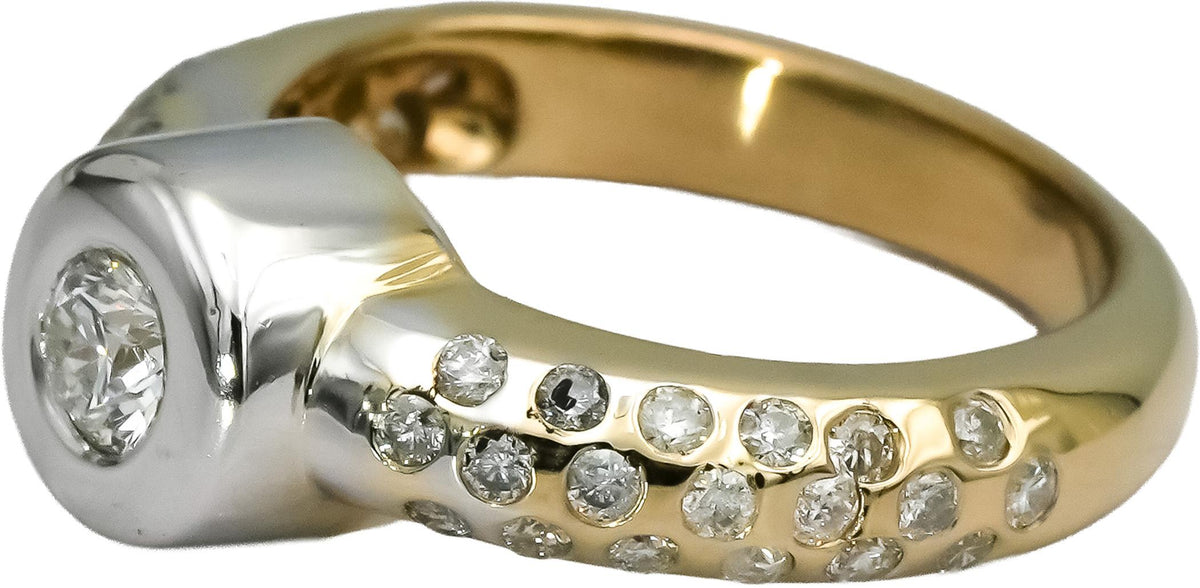 14k White Yellow Gold Round Diamond Ring 0.75CT w/ 0.35CT Center Size 6.25