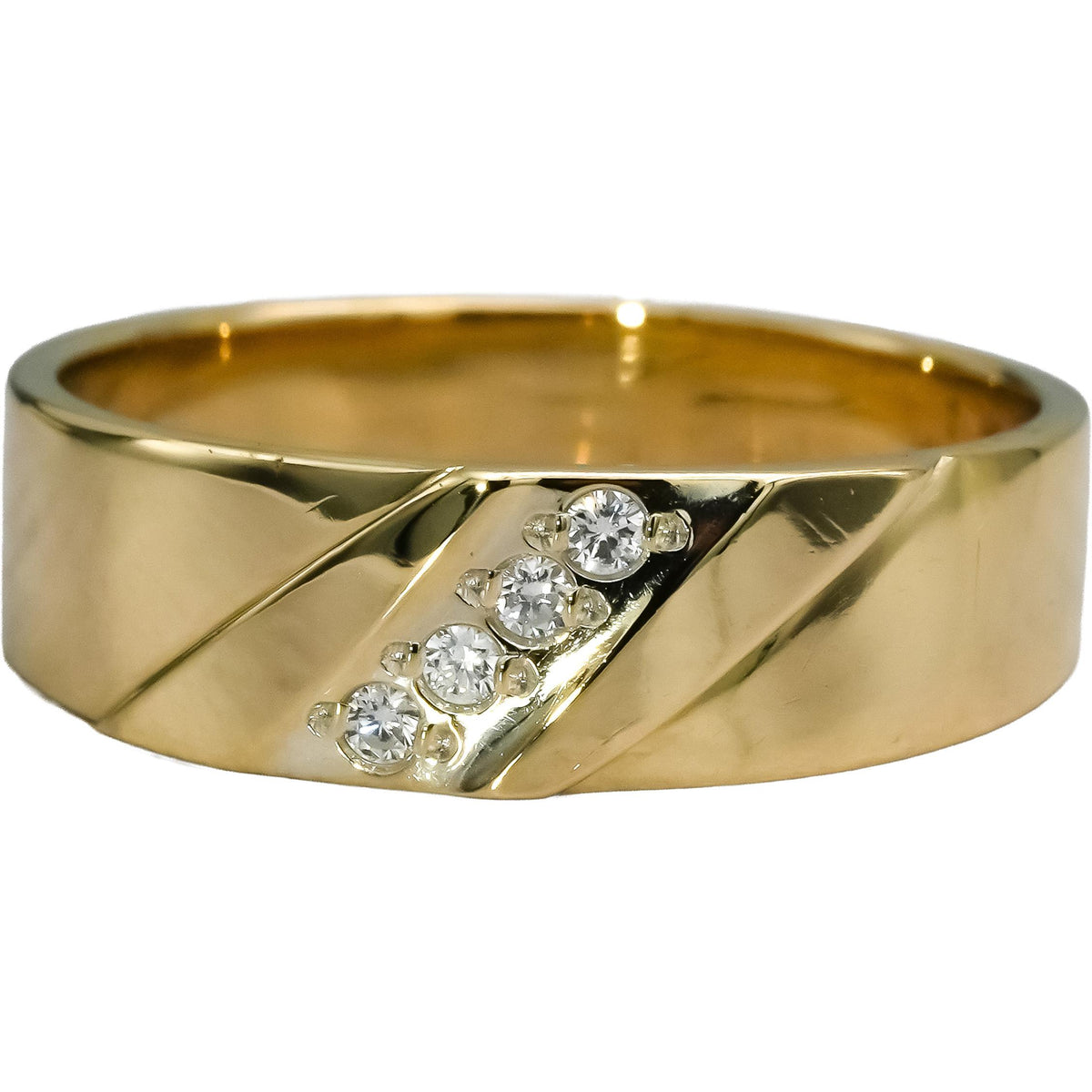 14k Yellow Gold VS Round Diamond Band Ring 0.10CT Size 9