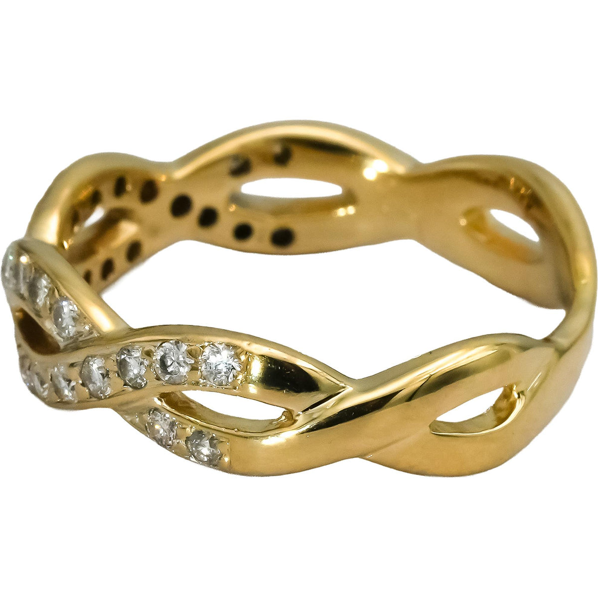 14k Yellow Gold Round Diamond Entwined Twisted Band Ring 0.66CT Size 9.5