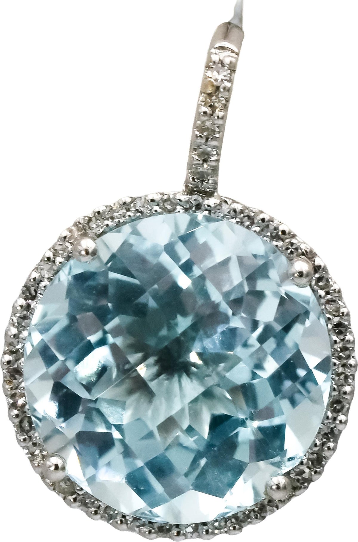 14k White Gold Blue Topaz and Diamond Dangle Earrings 10.25CT