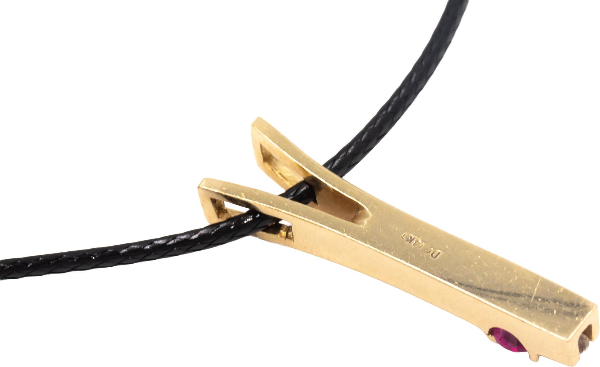 14k Yellow Gold Round Diamond and Ruby Pendant Necklace 0.58CTW