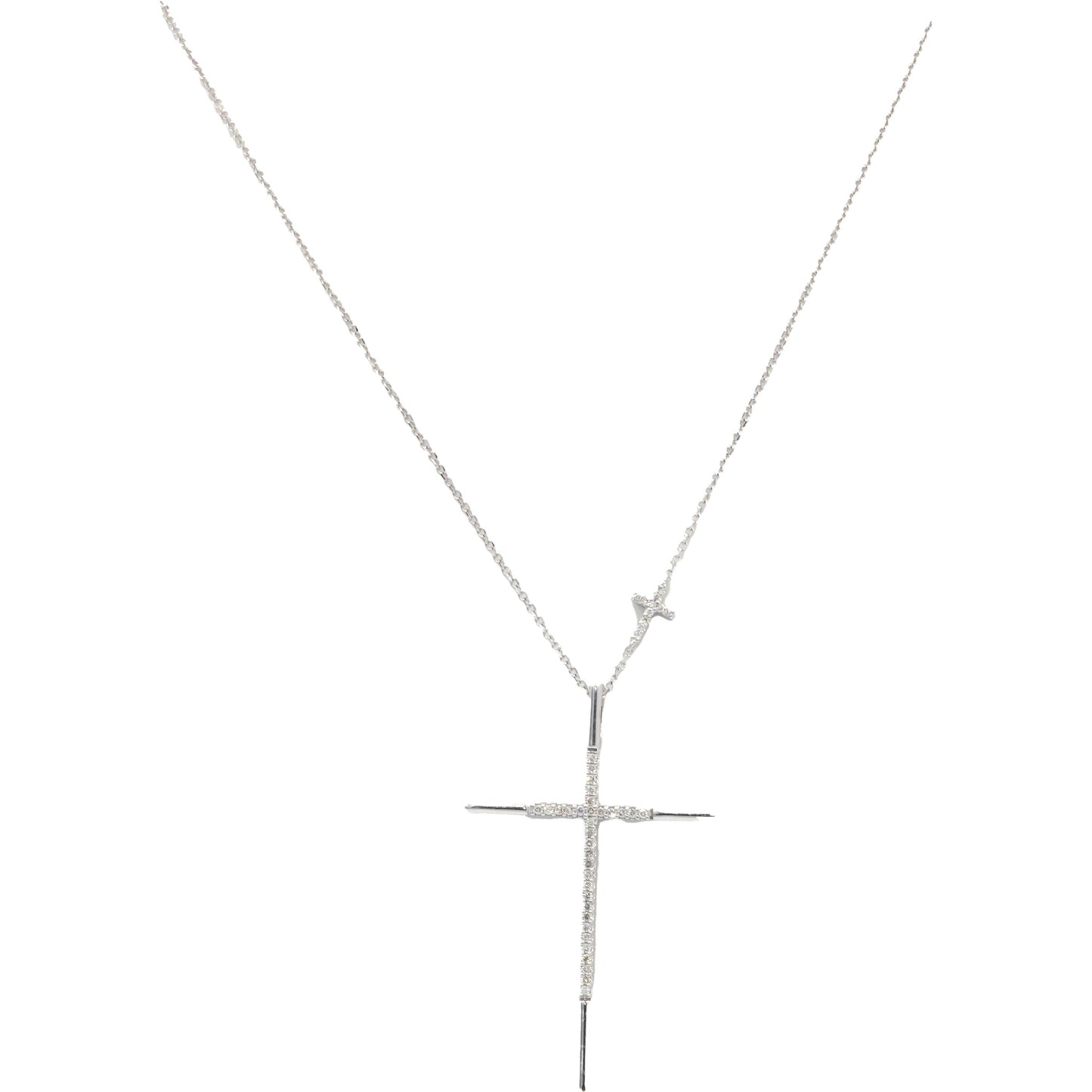 VERA WANG LOVE 10k White Gold 0.25CT Diamond Cross Crucifix Pendant Necklace