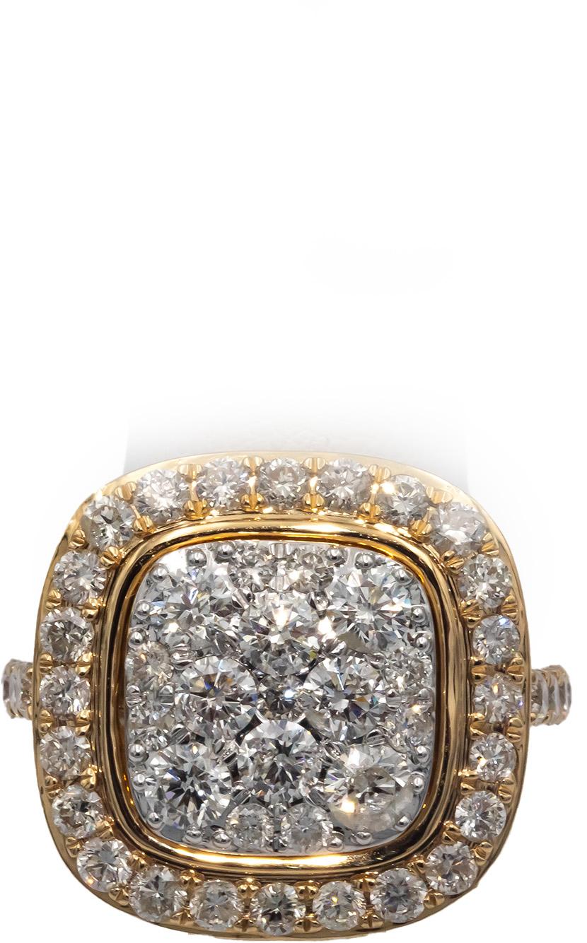 14k Yellow Gold Round Diamond Jumbo Cluster Cocktail Ring 4.0CT Size 7