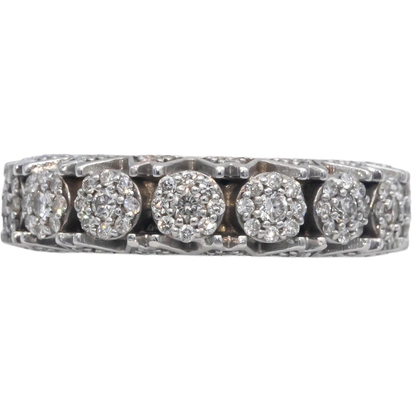 14k White Gold Round Diamond Eternity Band Ring 1.25CT Size 10.75