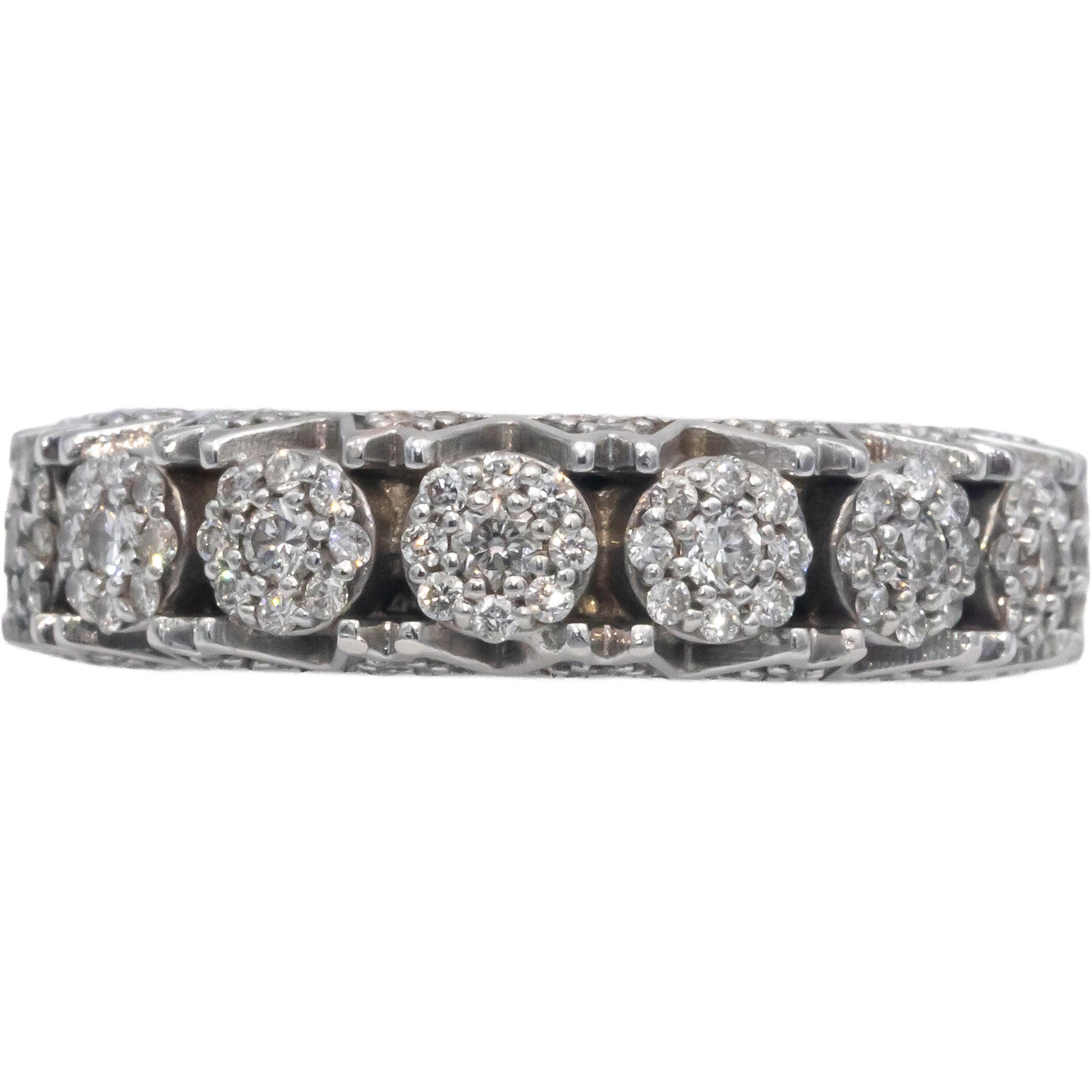 14k White Gold Round Diamond Eternity Band Ring 1.25CT Size 10.75