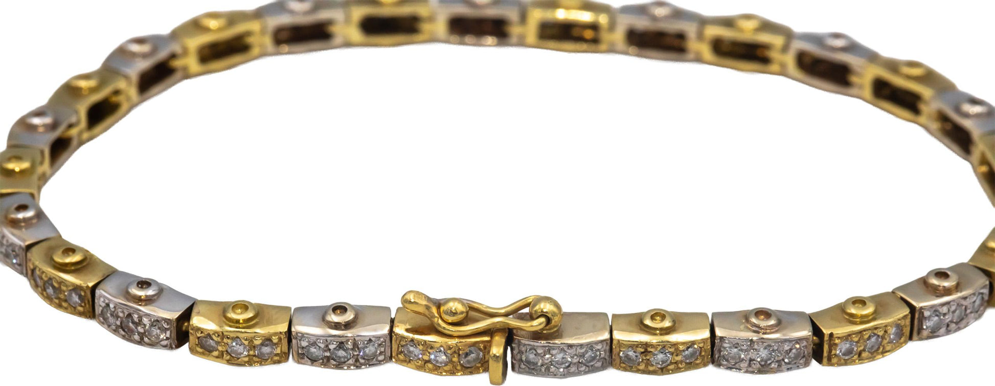 18k Yellow & White Gold 1.25CT Round Cut Diamond Custom Formal Tennis Bracelet