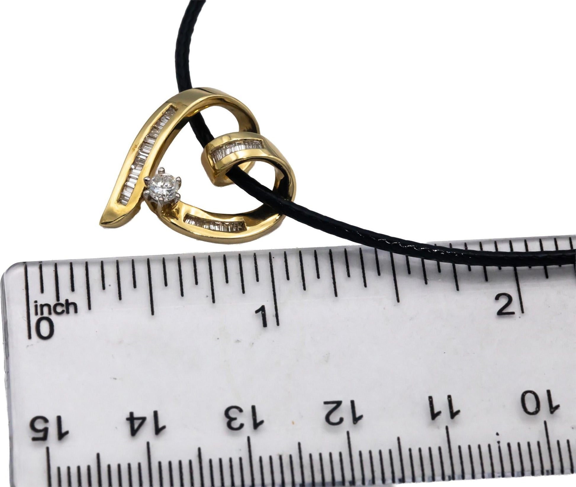 14k Yellow Gold 0.50CT VS Diamond Heart Slide Pendant Necklace