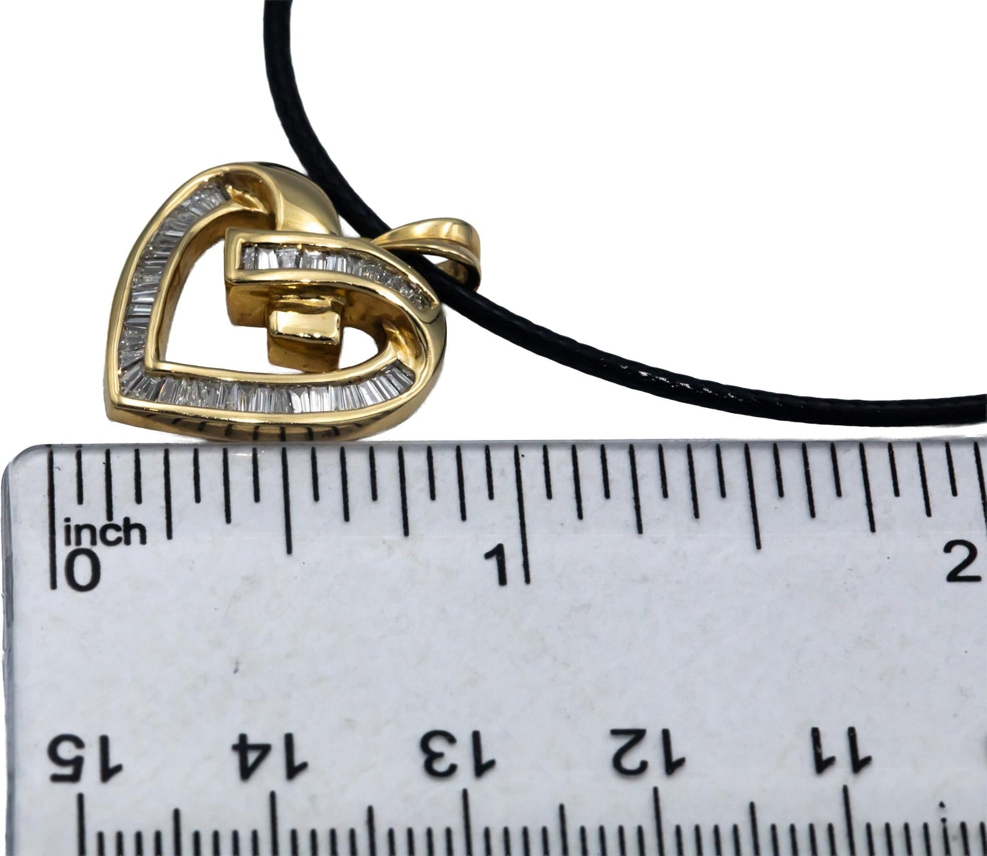 14k Yellow Gold Jewelry 1.0CT VS Baguette Cut Heart Pendant Necklace