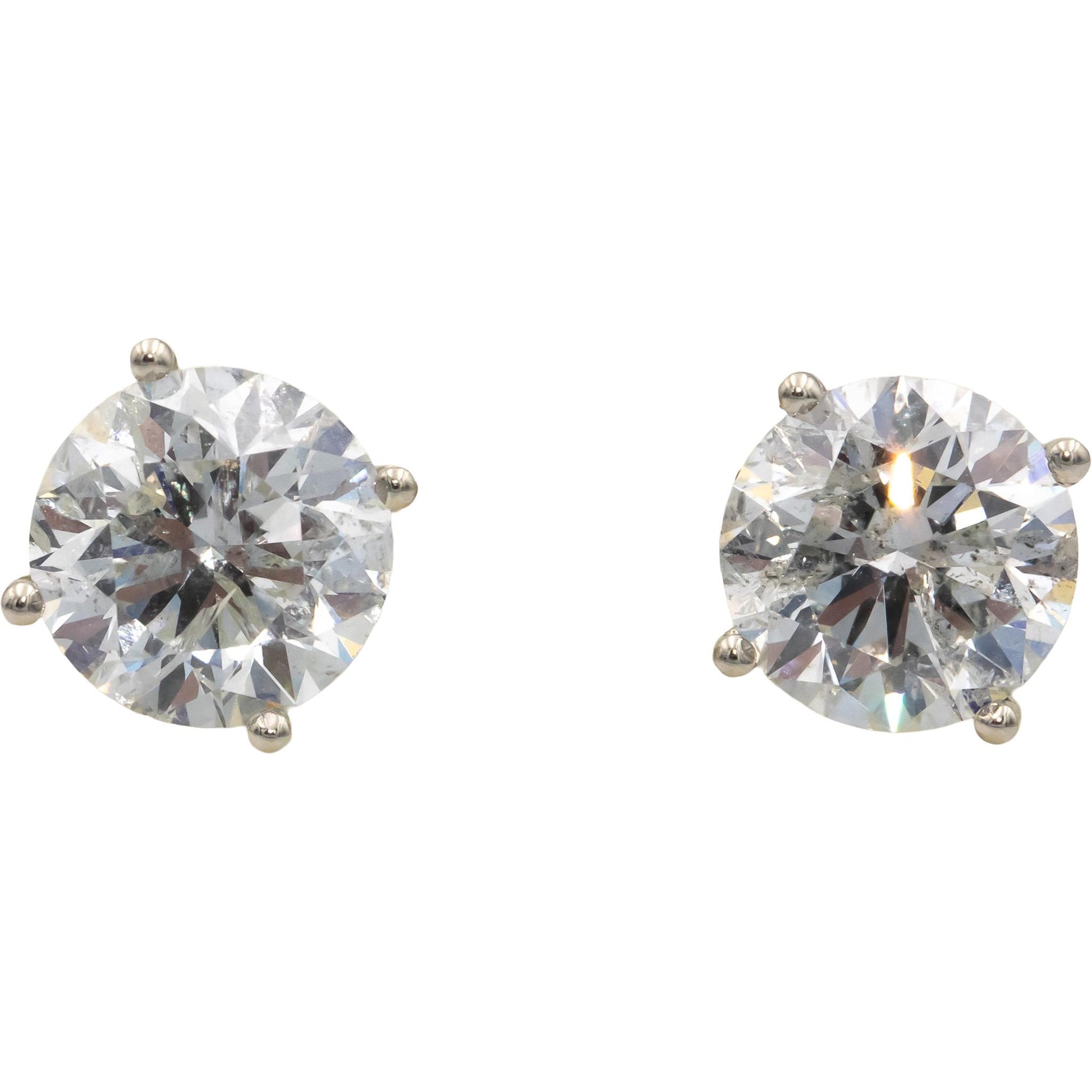 Round Cut Diamond 14k White Gold Jewelry Stud Earrings 6.19CT
