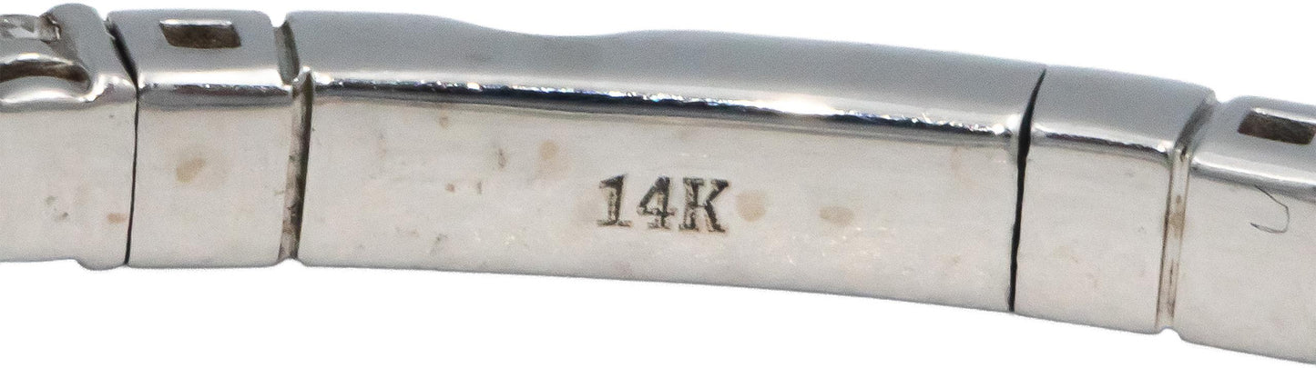 14k White Gold Round Lab Grown Diamond Semi-Flexible Bangle Bracelet 6.50CT