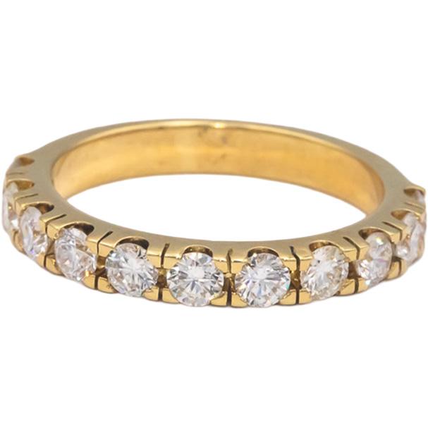 18k Yellow Gold VS Round Cut Diamond Semi-Eternity Band Ring 1.12CT Size 7.5