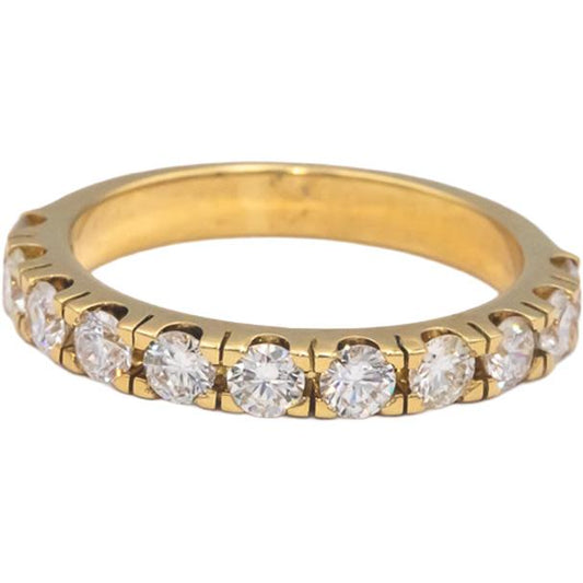 18k Yellow Gold VS Round Cut Diamond Semi-Eternity Band Ring 1.12CT Size 7.5