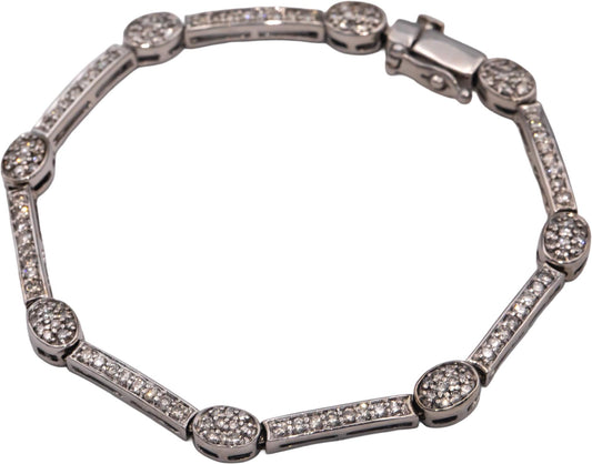 14k White Gold 1.50CT Round Cut Diamond Fancy Link Bracelet