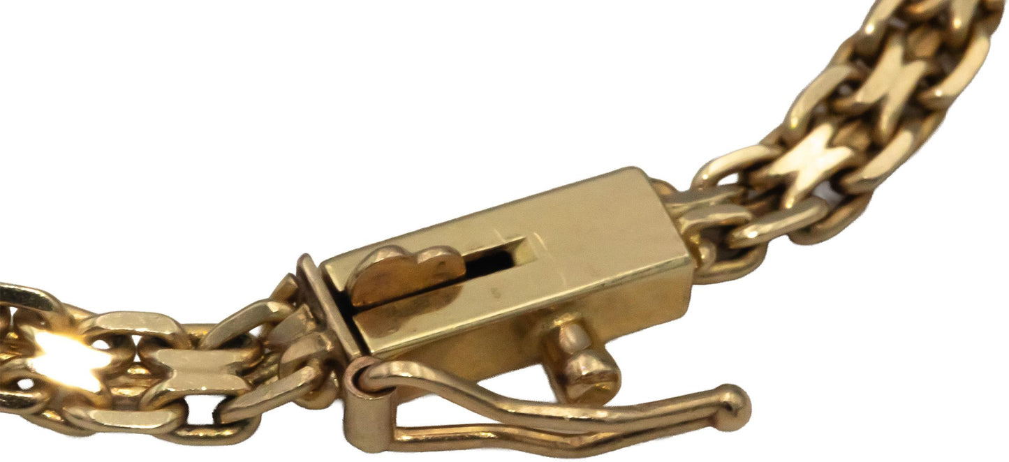 14k Yellow Gold Round Diamond and Pear Cut Ruby Link Bracelet 1.23CT