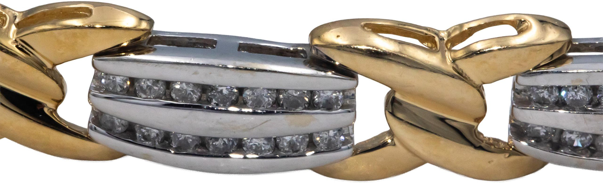 14k Yellow & White Gold Round Diamond Fancy Link Bracelet 2.30CT