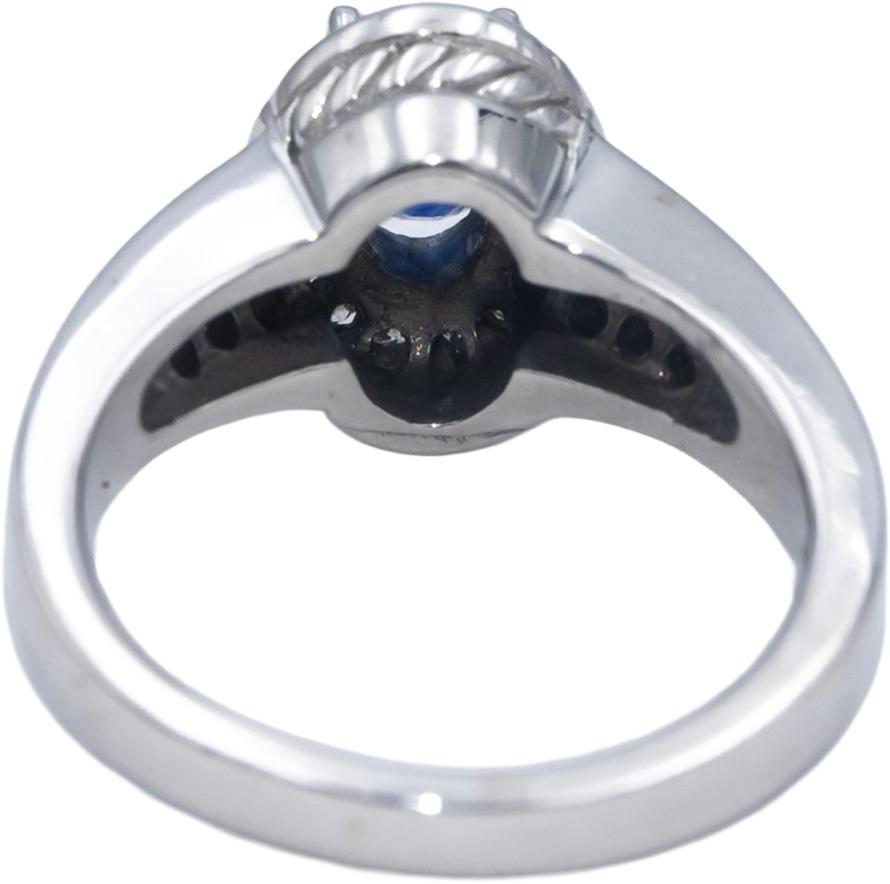 14k White Gold 1.20CT Round Diamond and Oval Sapphire Oval Ring Size 7