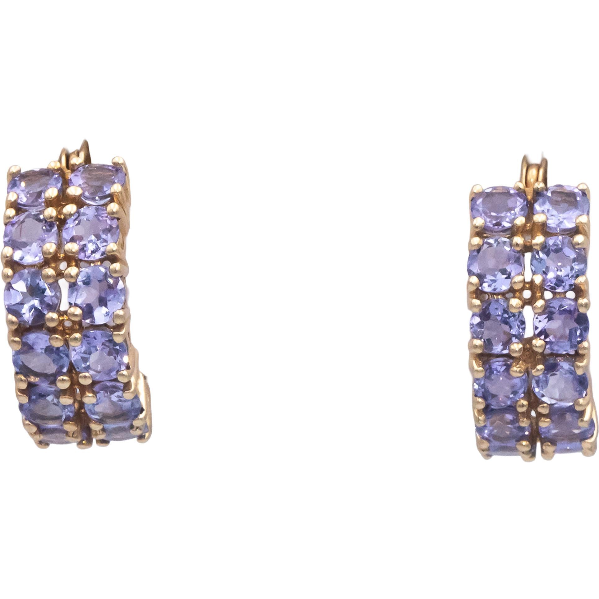 10k Yellow Gold 2.50CT Round Cut Tanzanite Huggie Earrings
