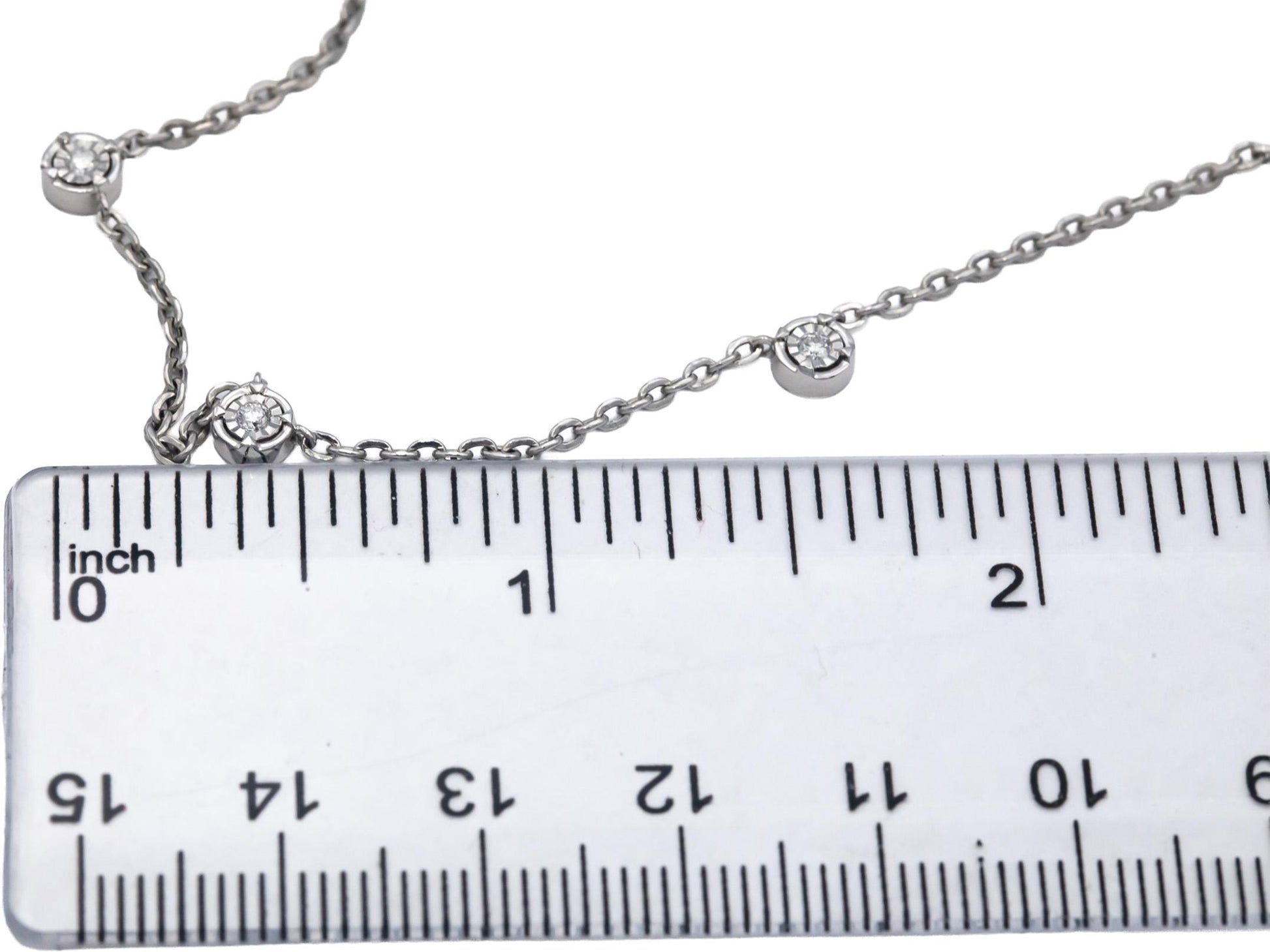 14k White gold 0.22CT VS Round Cut Illusion Setting Diamond By The Yard Necklace