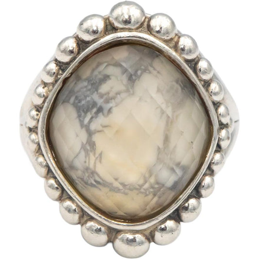 LAGOS Sterling Silver 17.0 x 16.0mm Quartz Caviar Glacier Ring Size 9