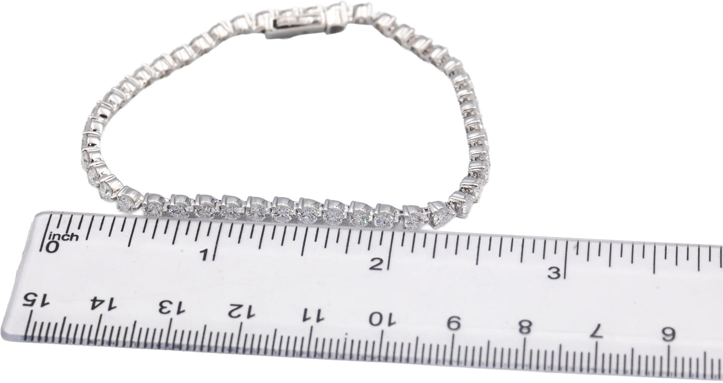 14k White Gold VS1-VS2 Lab Grown Round Diamond Tennis Bracelet 5.77CT