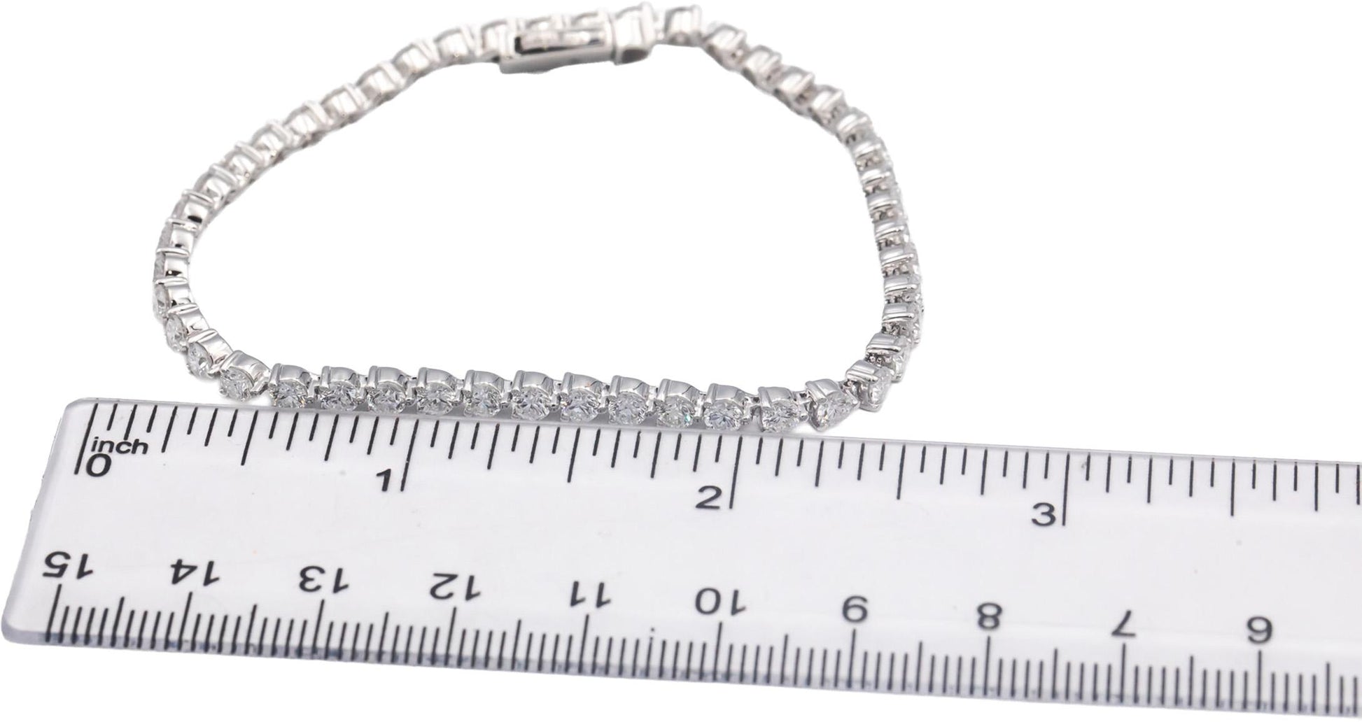 14k White Gold VS1-VS2 Lab Grown Round Diamond Tennis Bracelet 5.77CT