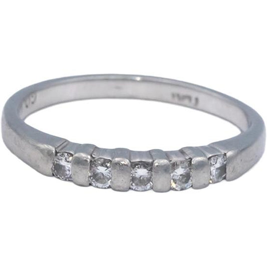 Platinum 0.25CT VS Round Cut Bar Set Diamond Band Ring Size 6.75