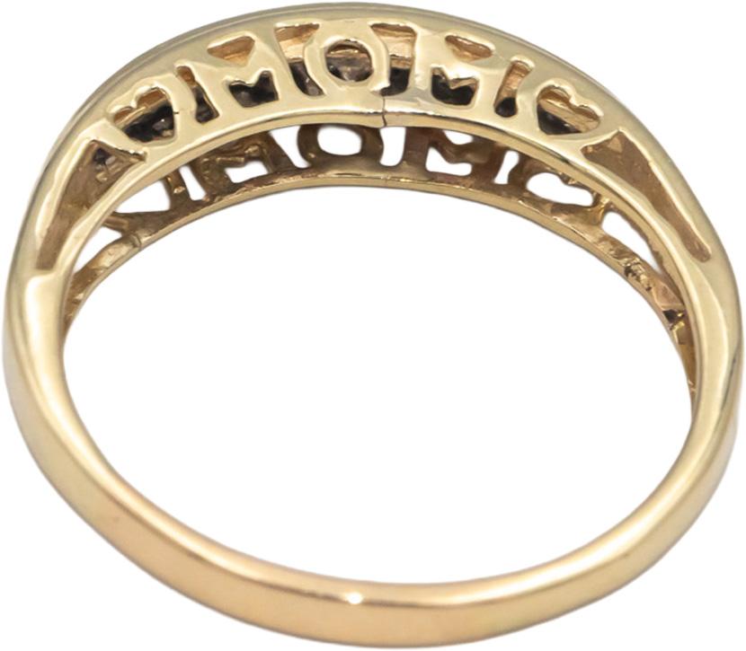 10k Yellow Gold Diamond Channel Set "MOM" Band Ring 0.15CT Size 8.25