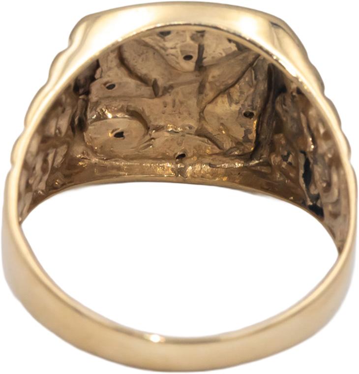 10k Yellow & White Gold American Eagle Ring Size 11 w/ 0.05CT Diamond Accents
