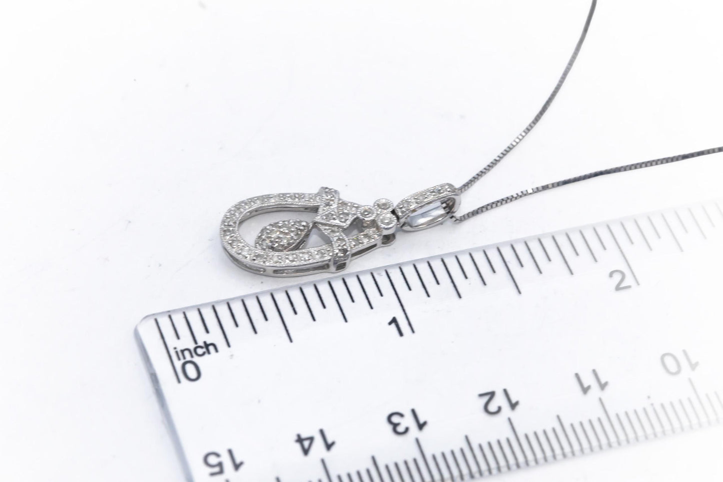 Round Diamond 14k White Gold Dangle Pendant Necklace 0.25CT