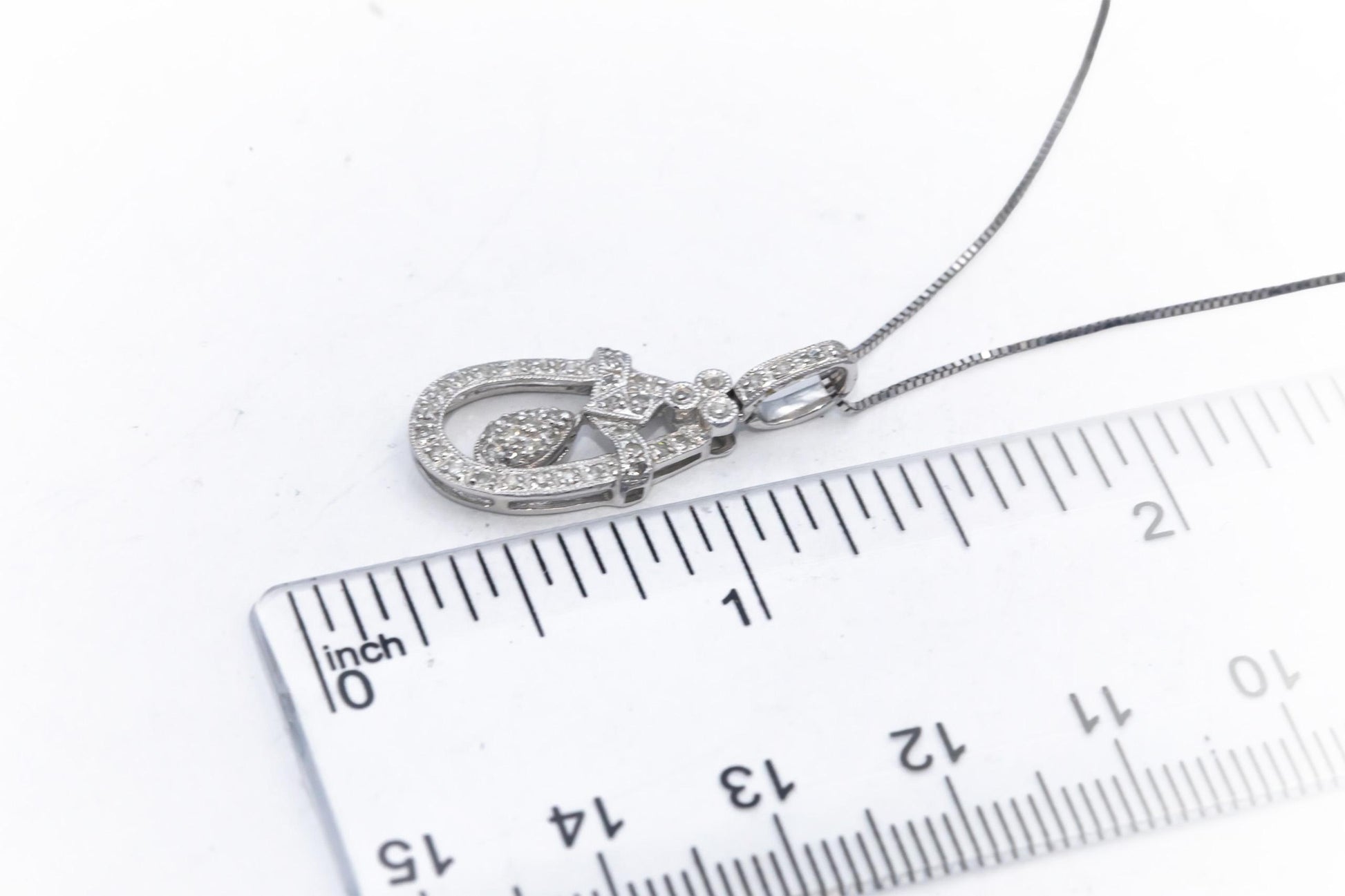 Round Diamond 14k White Gold Dangle Pendant Necklace 0.25CT