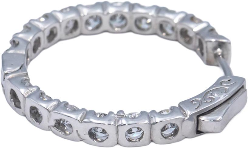 14k White Gold Lab Grown Round Diamond Inside Out Hoop Earrings 3.0CT