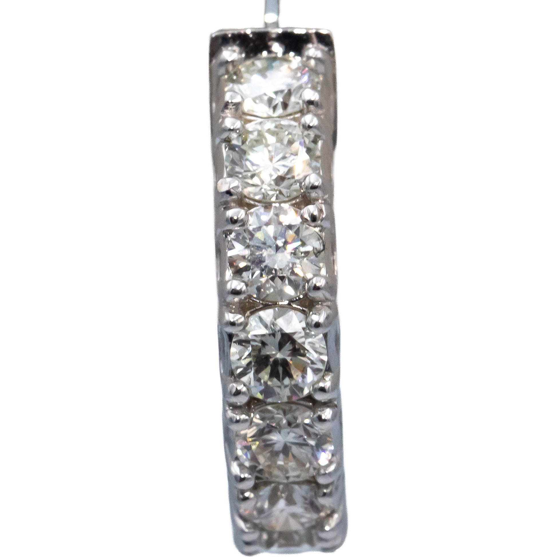 14k White Gold VS Round Diamond Inside Out Hoop Earrings 4.42CT