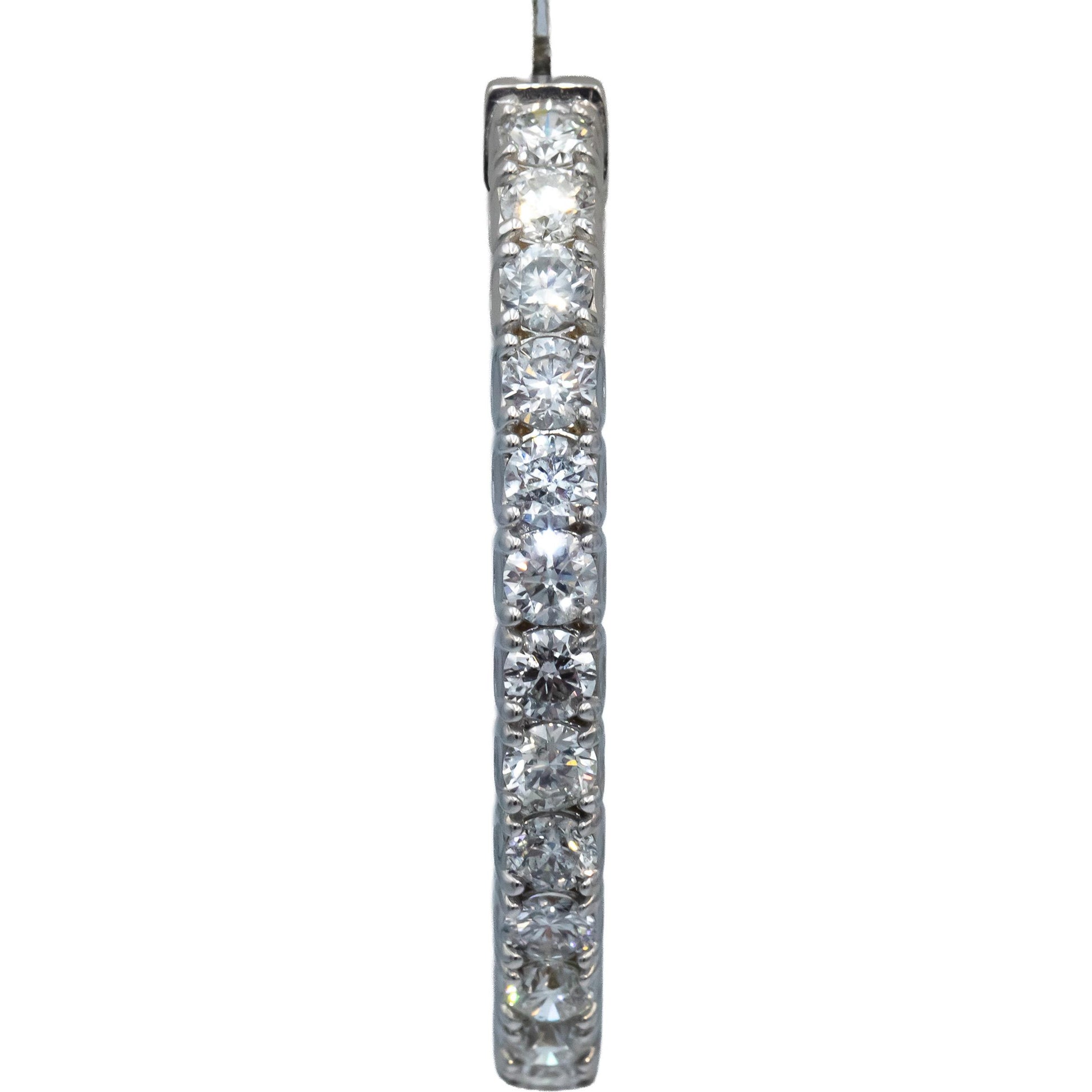 18k White Gold VS Round Diamond Inside Out Circle Hoop Earrings 7.33CT
