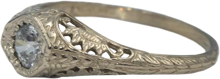 Vintage Antique 14k White Gold Old European Diamond Filigree Ring .30CT Sz 6.75