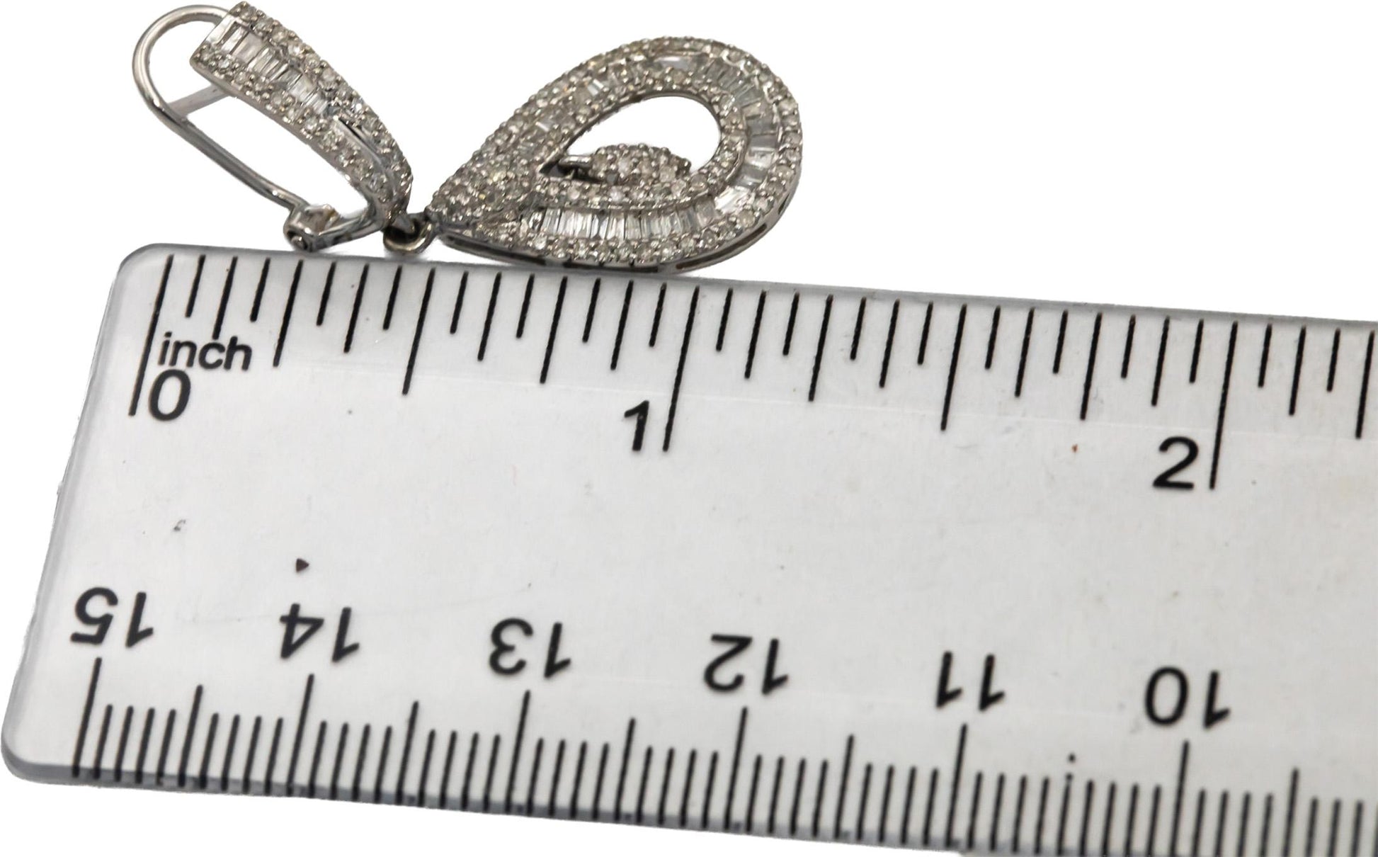 14k White Gold Round & Baguette Diamond Drop Dangle Earrings 1.0CT