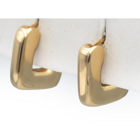 14k Yellow Gold Jewelry Chunky Square Hoop Earrings