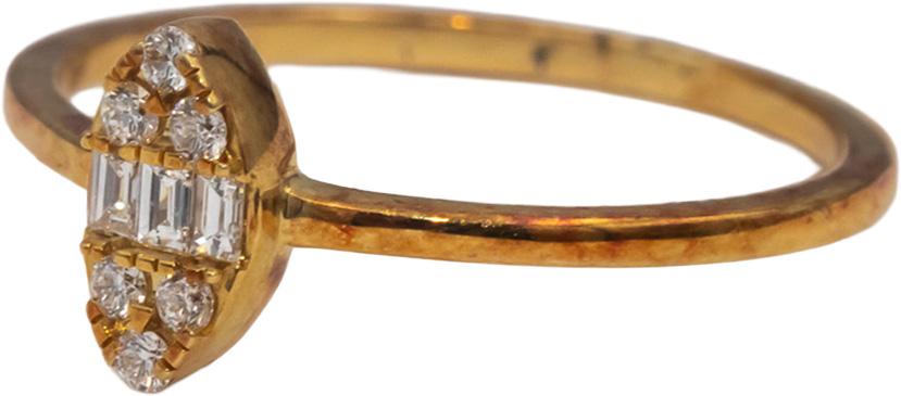 18k Yellow Gold VS Round & Baguette Cut Diamond Band Ring 0.10CT Size 7