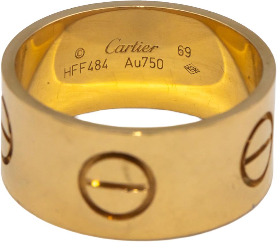 CARTIER 18k Gold Love Collection Screw Motif 11.0mm Ring Size 69 w/ Papers $4300