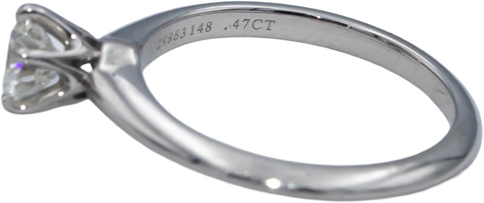 TIFFANY & CO. Platinum VVS1/I Diamond Engagement Ring .47CT w/ Cert & Box $5790