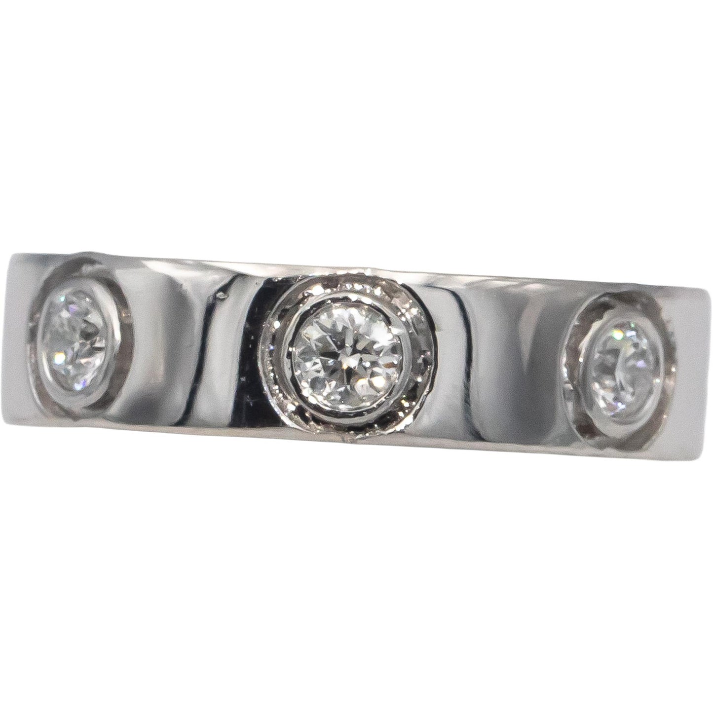 Platinum Round Bezel Set Diamond Men's Wedding Band Ring 0.40CT Size 7.75