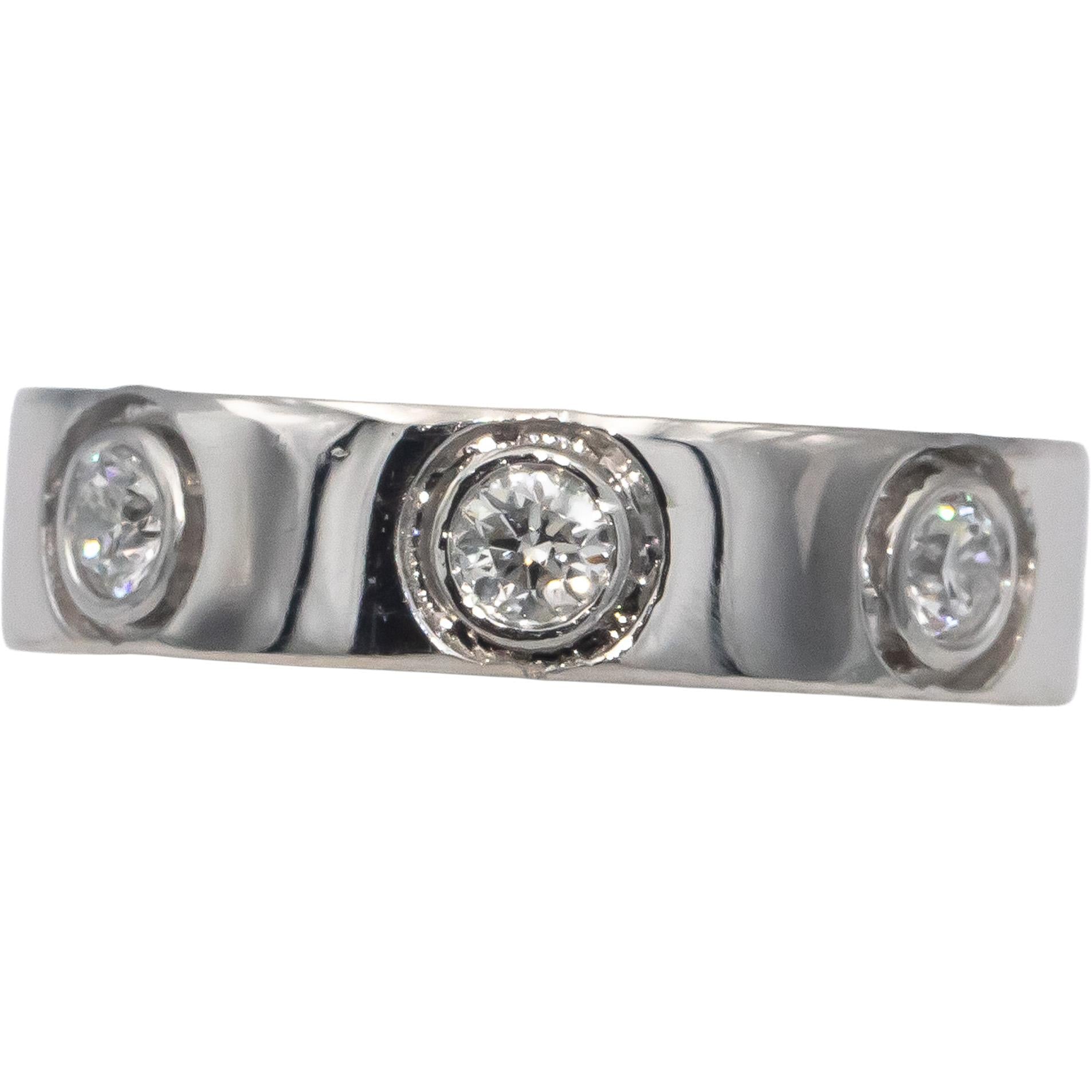 Platinum Round Bezel Set Diamond Men's Wedding Band Ring 0.40CT Size 7.75