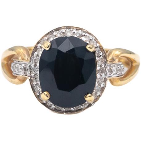 14k Yellow Gold Oval Sapphire & Round Diamond Halo Ring 4.20CT Size 6