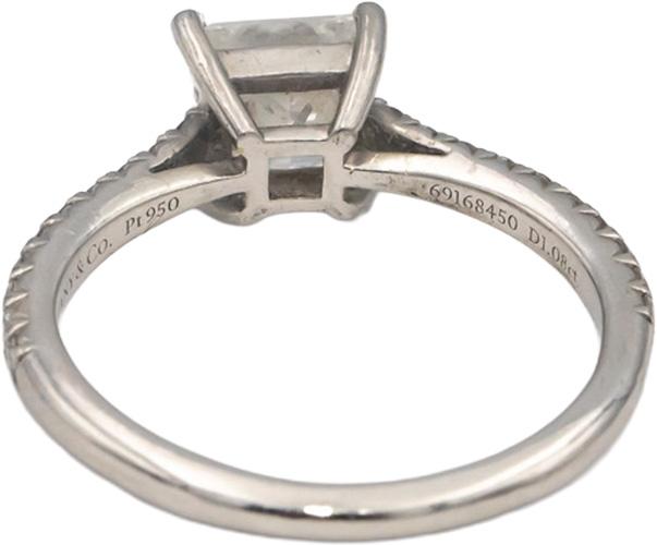 TIFFANY & CO. Platinum Diamond Engagement Ring 1.24CT w/ 1.08CT Center Size 6