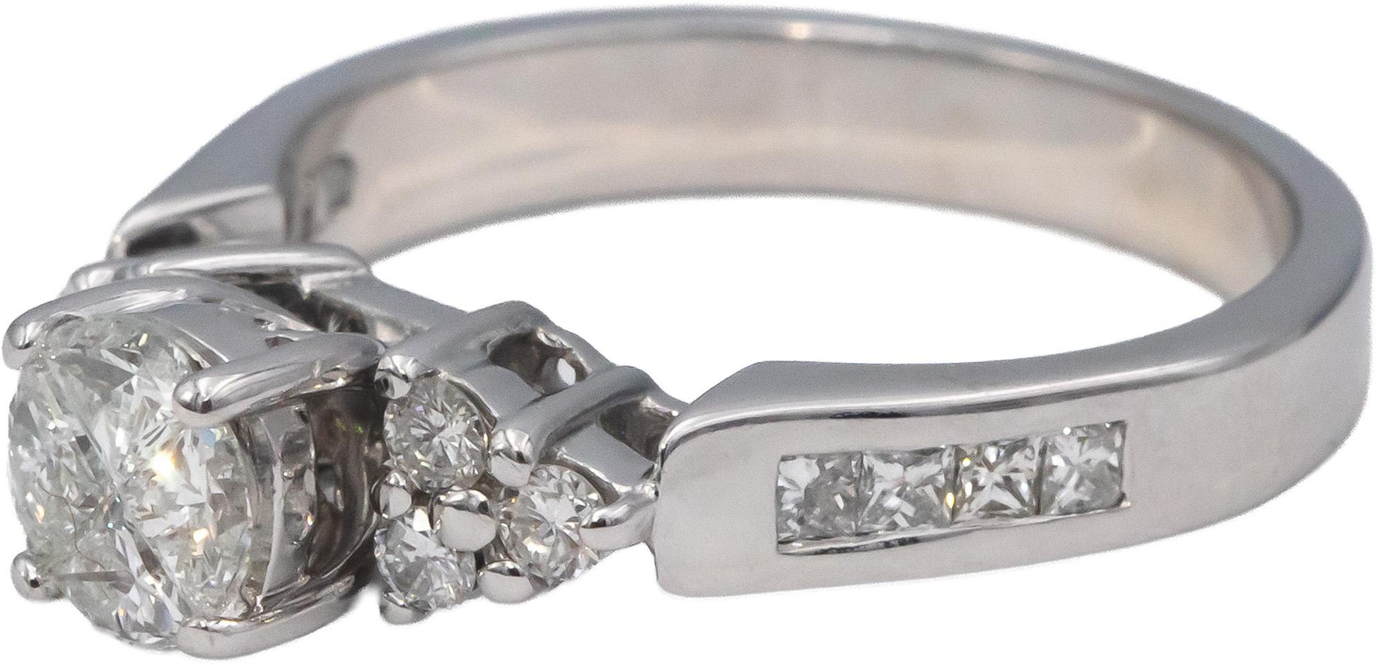 14k White Gold VS Round & Princess Cut Diamond Engagement Ring 0.75CT Size 7