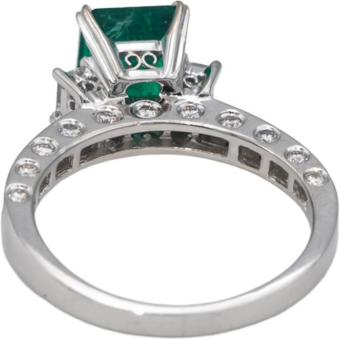 GIA Certified 18k White Gold Zambia Emerald and VS Diamond Ring 2.94CT Size 6.25
